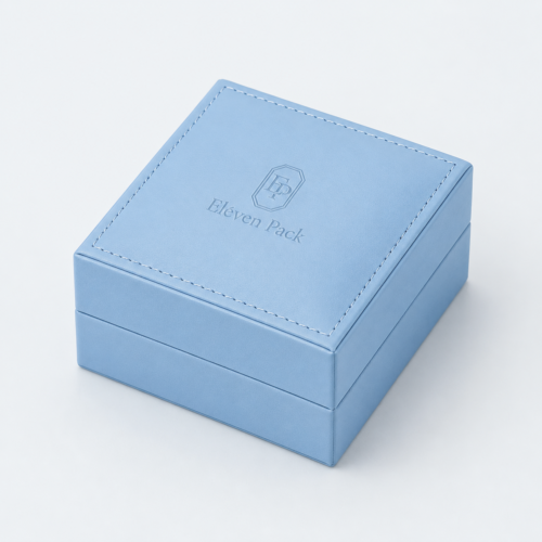 Blue PU Leather Flip-Top Jewelry Box - closed product view - JB-BM-05-P52