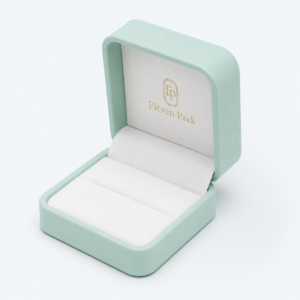 Blue-Green and White PU Leather Lined Ring Box - open product view - JB-BM-05-P56