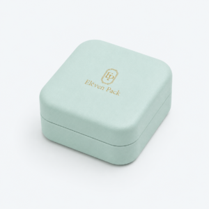 Blue-Green and White PU Leather Lined Ring Box - closed product view - JB-BM-05-P56