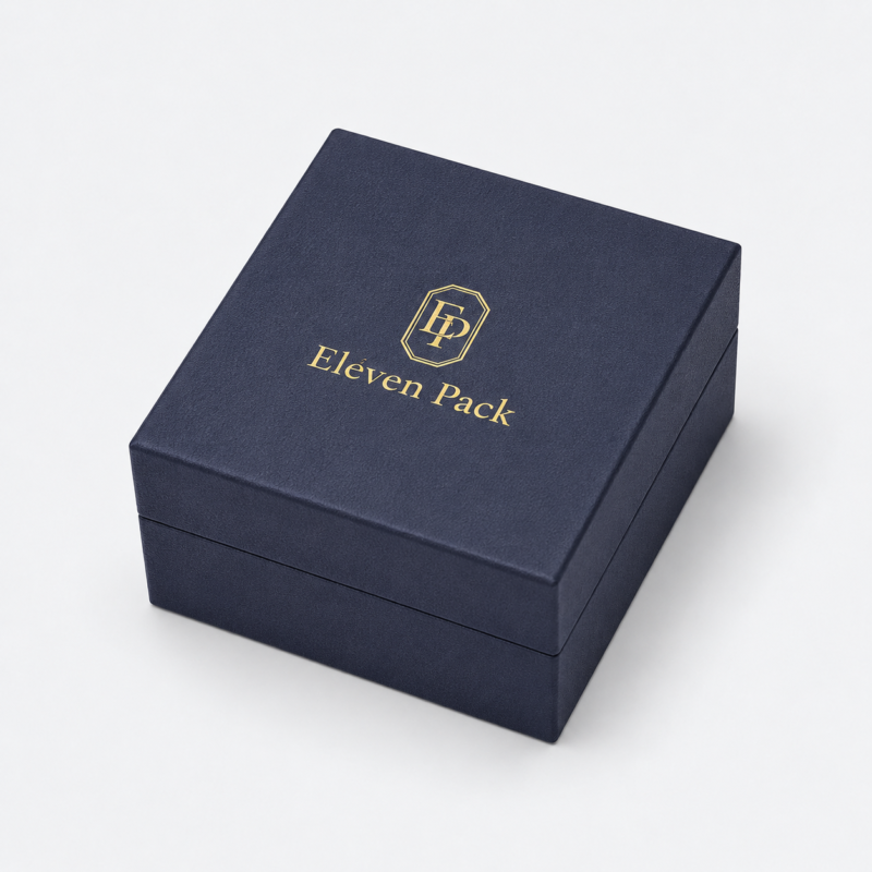 Dark Blue PU Leather Necklace Box - closed product view - JB-BM-05-P65