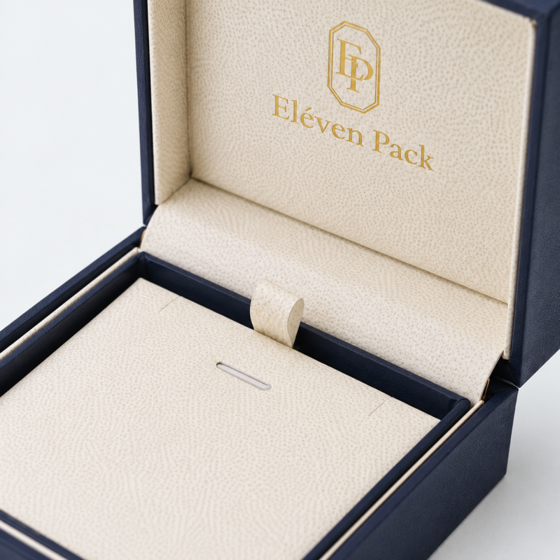 Dark Blue PU Leather Necklace Box - material or structure detail - JB-BM-05-P65