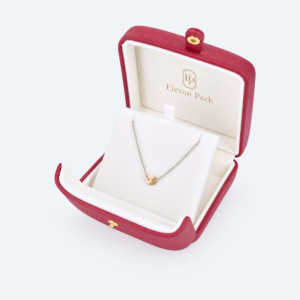 Red PU Leather Button Closure Necklace Box - open product view - JB-BM-05-P67