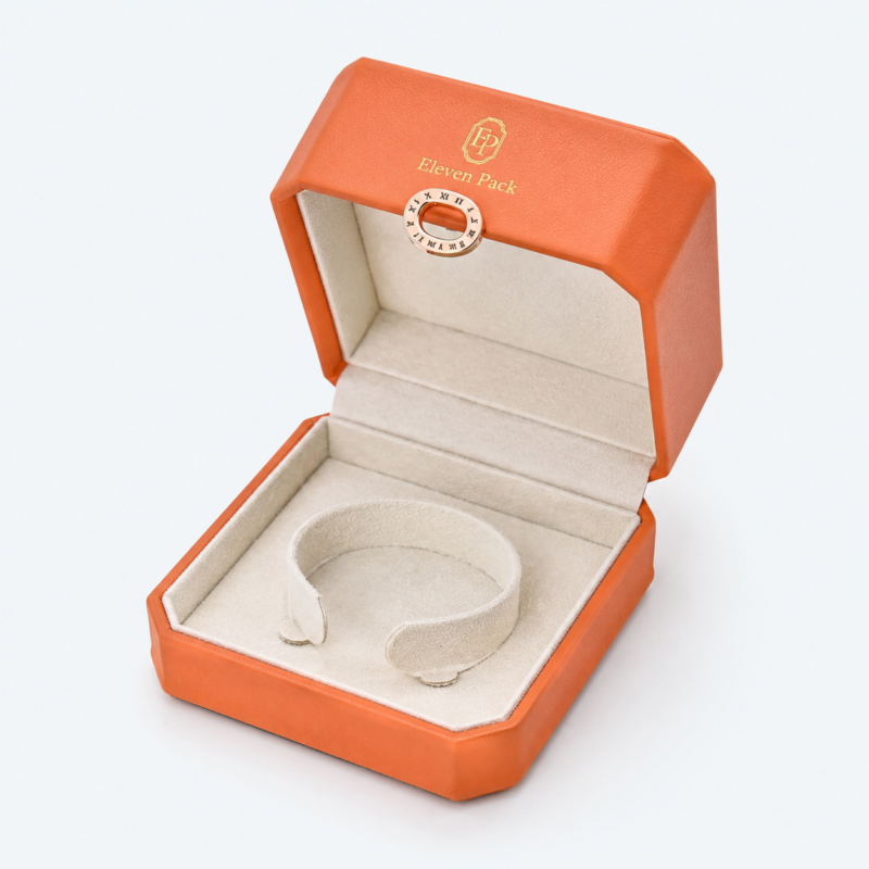 Branded Orange PU Leather Premium Bangle Box - open product view - JB-BM-05-P69 Branded Orange PU Leather Premium Bangle Box - open product view - JB-BM-05-P69
