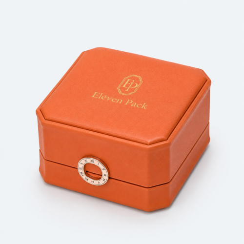 Branded Orange PU Leather Premium Bangle Box - closed product view - JB-BM-05-P69