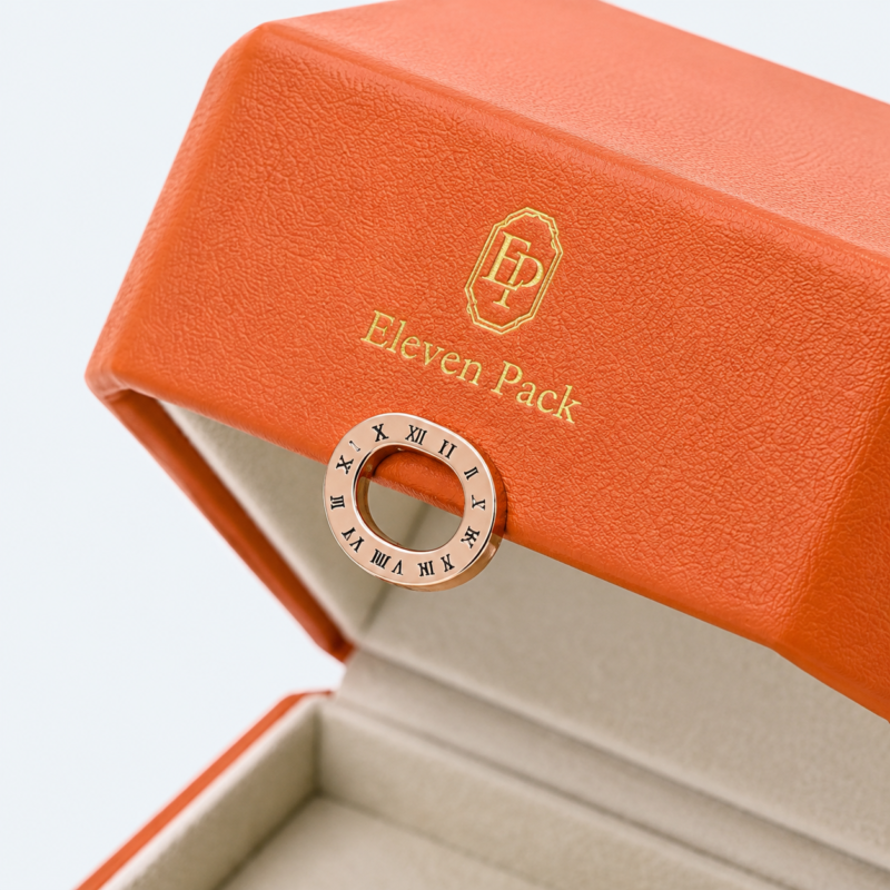 Branded Orange PU Leather Premium Bangle Box - material or structure detail - JB-BM-05-P69 Branded Orange PU Leather Premium Bangle Box - material or structure detail - JB-BM-05-P69