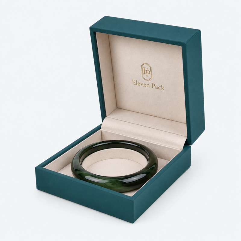 Green PU Leather Flip-Top Jewelry Box Emerald - open product view - JB-BM-05-P7 Green PU Leather Flip-Top Jewelry Box Emerald - open product view - JB-BM-05-P7