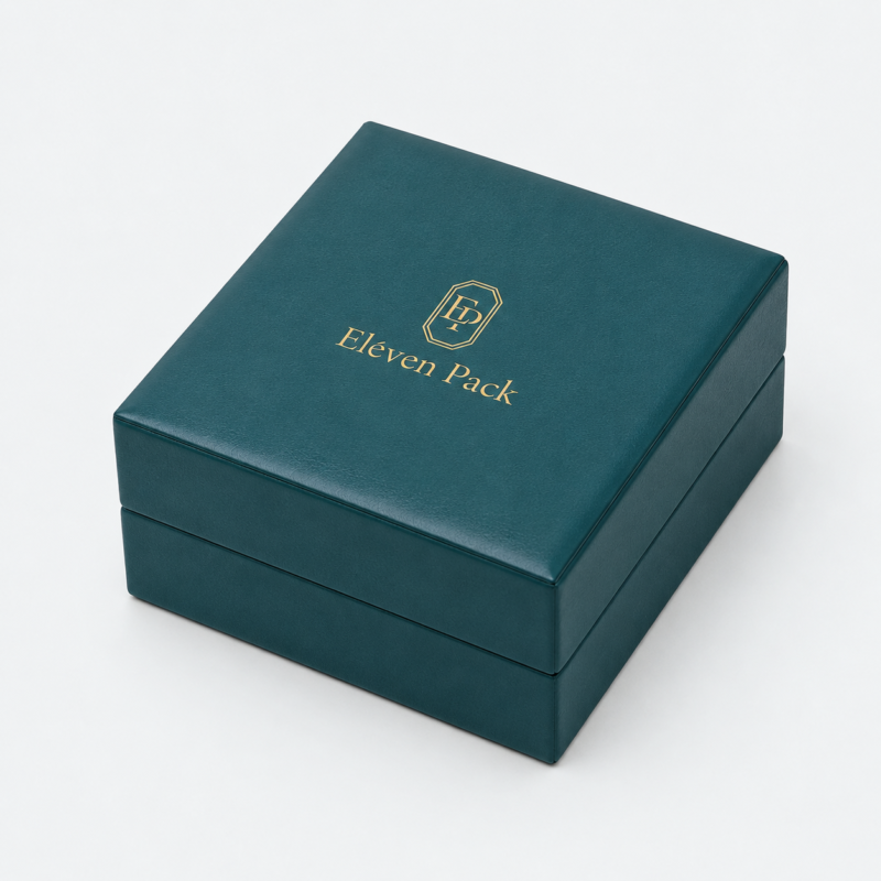 Green PU Leather Flip-Top Jewelry Box Emerald - closed product view - JB-BM-05-P7 Green PU Leather Flip-Top Jewelry Box Emerald - closed product view - JB-BM-05-P7
