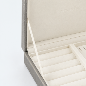 Champagne PU Leather Jewelry Organizer Box - material or structure detail - JB-BM-05-P70