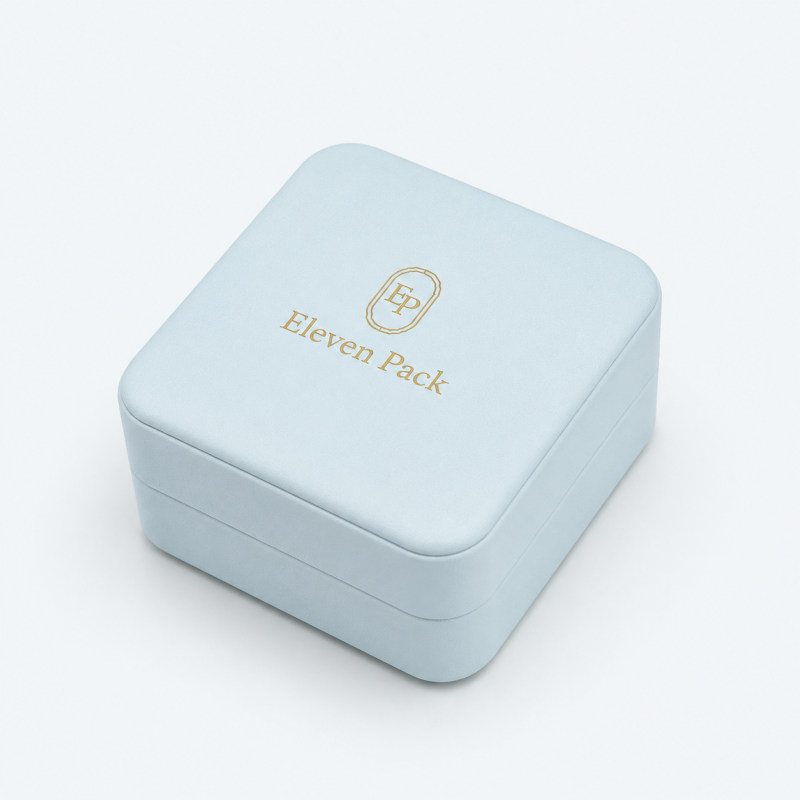 Blue PU Leather Jewelry Box - closed product view - JB-BM-05-P72