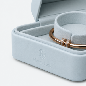 Blue PU Leather Jewelry Box - material or structure detail - JB-BM-05-P72
