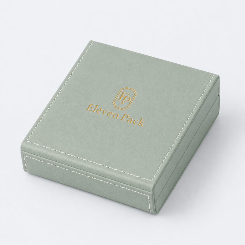 Green PU Leather Jewelry Box - closed product view - JB-BM-05-P73