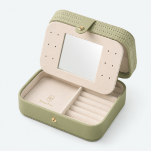 Green PU Leather Jewelry Organizer - open product view - JB-BM-05-P74 Green PU Leather Jewelry Organizer - open product view - JB-BM-05-P74