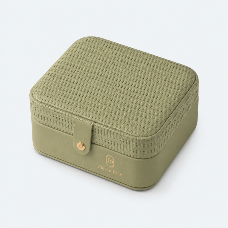 Green PU Leather Jewelry Organizer - closed product view - JB-BM-05-P74 Green PU Leather Jewelry Organizer - closed product view - JB-BM-05-P74