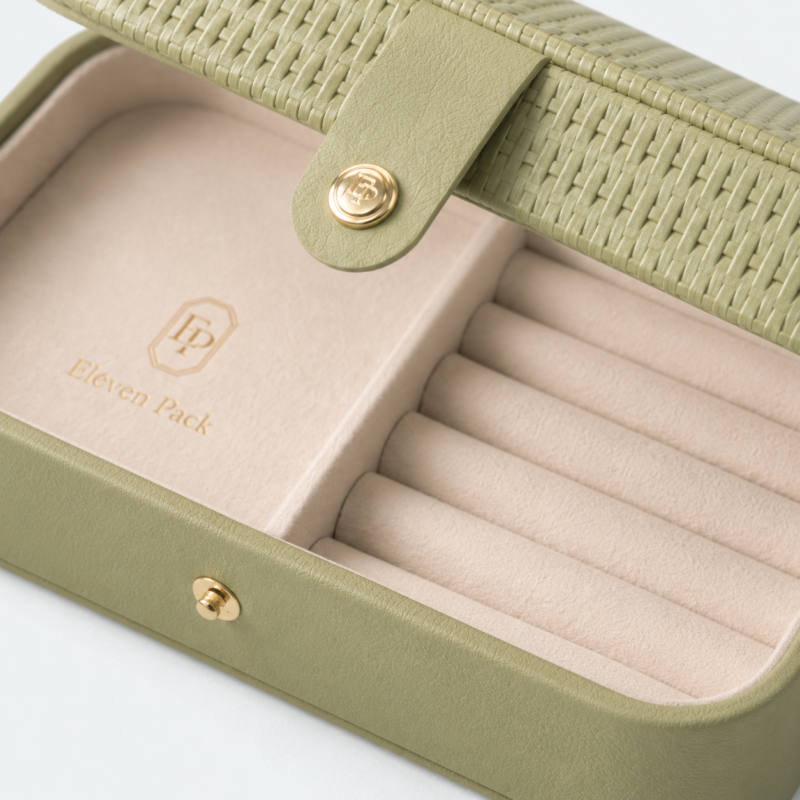 Green PU Leather Jewelry Organizer - material or structure detail - JB-BM-05-P74 Green PU Leather Jewelry Organizer - material or structure detail - JB-BM-05-P74