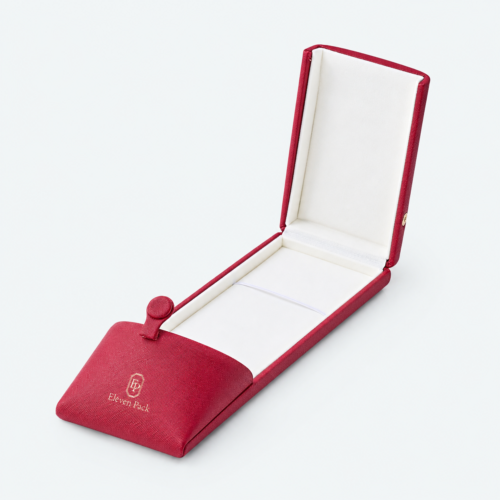 Red PU Leather Safety Clasp Necklace Box - open product view - JB-BM-05-P75