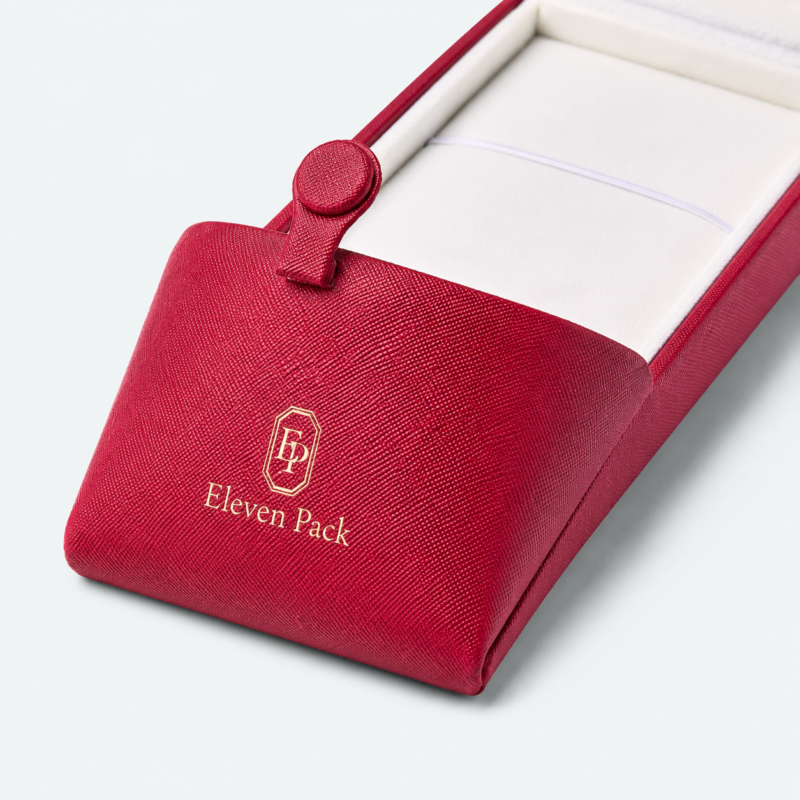 Red PU Leather Safety Clasp Necklace Box - material or structure detail - JB-BM-05-P75