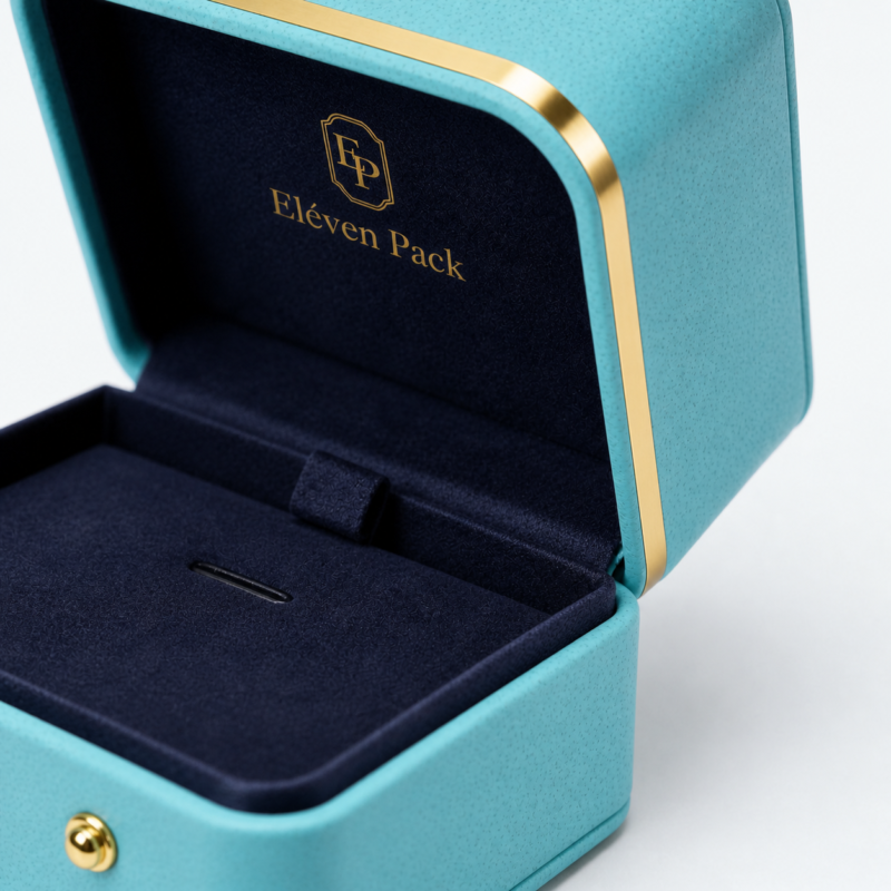 Blue PU Leather Flip-Top Jewelry Box Mixed - material or structure detail - JB-BM-05-P77
