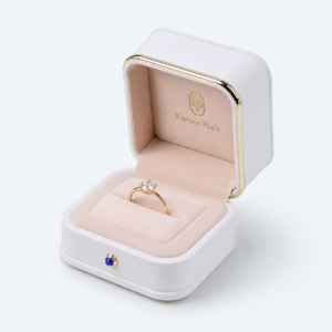 White PU Leather Ring Box for Ring - open product view - JB-BM-05-P79