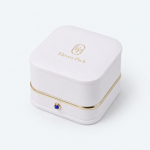 White PU Leather Ring Box for Ring - closed product view - JB-BM-05-P79