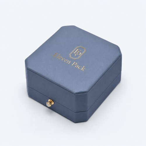 Silver and Blue PU Leather Hinged Luxury Earring Box - closed product view - JB-BM-05-P8