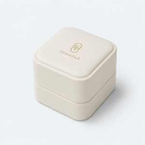 White PU Leather Premium Jewelry Packaging Box for Jewelry - closed product view - JB-BM-05-P82