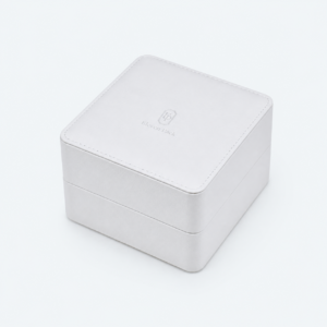 White PU Leather Premium Watch Box - closed product view - JB-BM-05-P84 White PU Leather Premium Watch Box - closed product view - JB-BM-05-P84