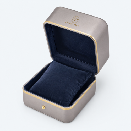 Brown PU Leather Flocked Lined Jewelry Packaging Box - open product view - JB-BM-05-P85