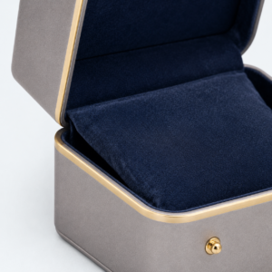 Brown PU Leather Flocked Lined Jewelry Packaging Box - material or structure detail - JB-BM-05-P85