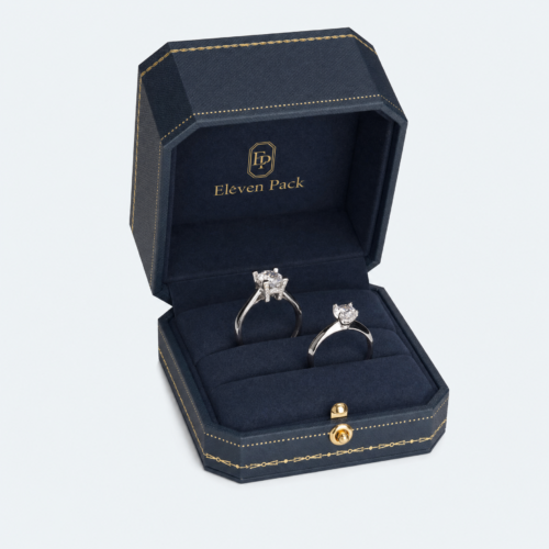 Dark Blue Gold Velvet Lined Ring Box - open product view - JB-BM-05-P86 Dark Blue Gold Velvet Lined Ring Box - open product view - JB-BM-05-P86