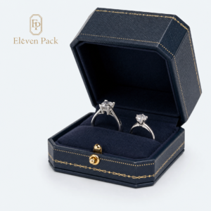 Dark Blue Gold Velvet Lined Ring Box - material or structure detail - JB-BM-05-P86