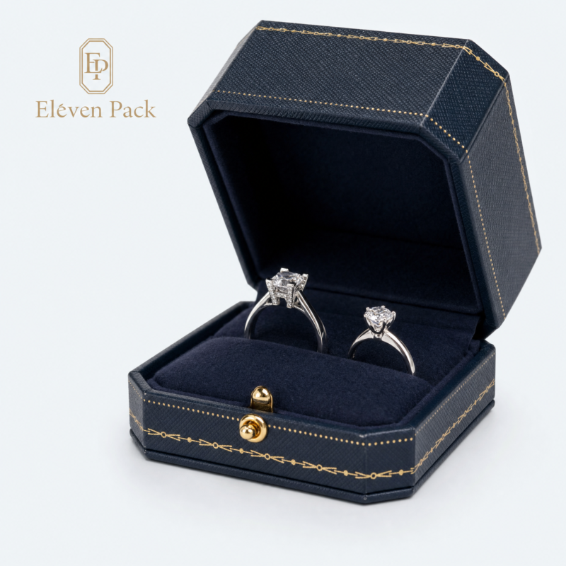 Dark Blue Gold Velvet Lined Ring Box - material or structure detail - JB-BM-05-P86