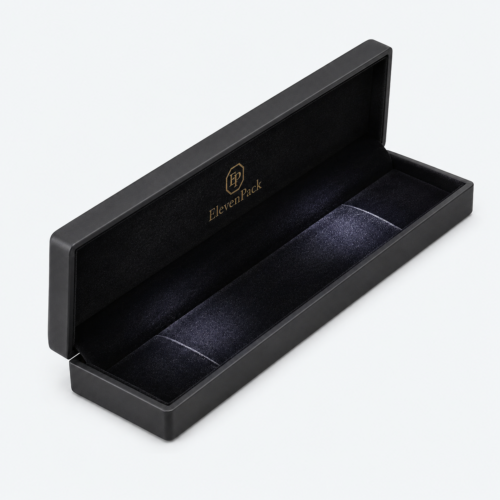 Black PU Leather with LED Light Necklace Box - open product view - JB-BM-05-P87 Black PU Leather with LED Light Necklace Box - open product view - JB-BM-05-P87
