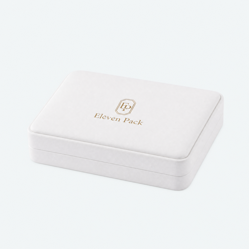 White PU Leather Premium Jewelry Packaging Box Duo - closed product view - JB-BM-05-P88