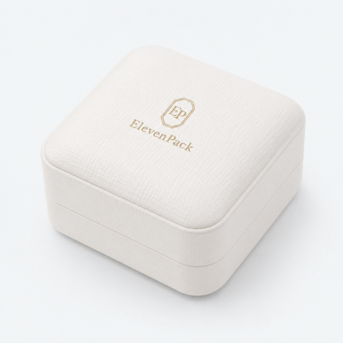 White PU Leather Jewelry Packaging Box - closed product view - JB-BM-05-P89