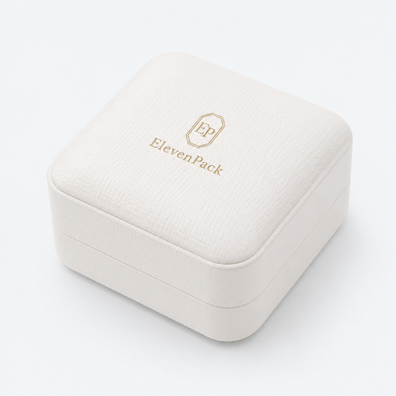 White PU Leather Jewelry Packaging Box - closed product view - JB-BM-05-P89