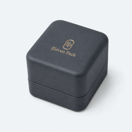 Black PU Leather Hinged Luxury Jewelry Box - closed product view - JB-BM-05-P9