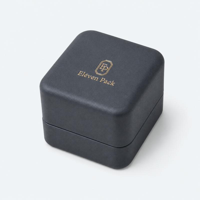 Black PU Leather Hinged Luxury Jewelry Box - closed product view - JB-BM-05-P9
