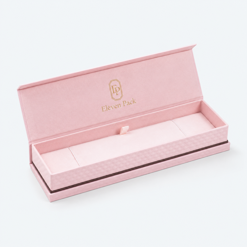 Black and Pink PU Leather Jewelry Packaging Box - open product view - JB-BM-05-P91
