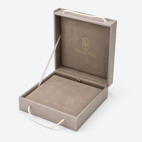 Gray Faux Leather Jewelry Packaging Box - open product view - JB-BM-05-P92 Gray Faux Leather Jewelry Packaging Box - open product view - JB-BM-05-P92