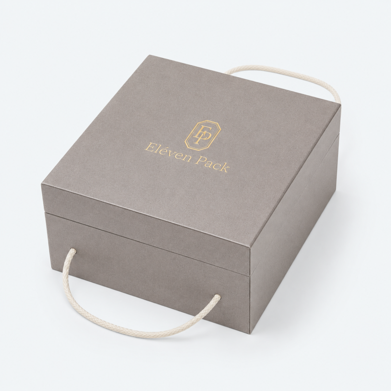 Gray Faux Leather Jewelry Packaging Box - closed product view - JB-BM-05-P92
