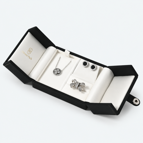 Dark-Tone PU Leather Jewelry Box - open product view - JB-BM-05-P93