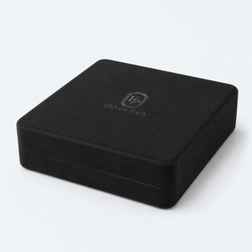 Black Suede Premium Necklace Box - closed product view - JB-BM-07-P10