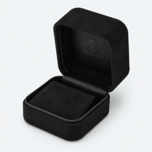 Black Suede Premium Ring Box - open product view - JB-BM-07-P11