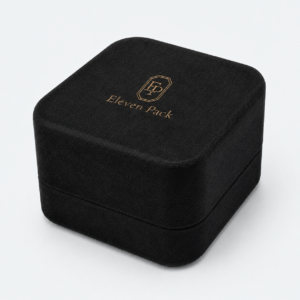 Black Suede Premium Ring Box - closed product view - JB-BM-07-P11