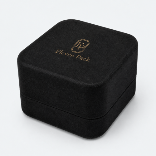 Black Suede Premium Ring Box - closed product view - JB-BM-07-P11