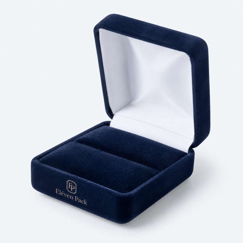 Blue Suede Ring Box - open product view - JB-BM-07-P12