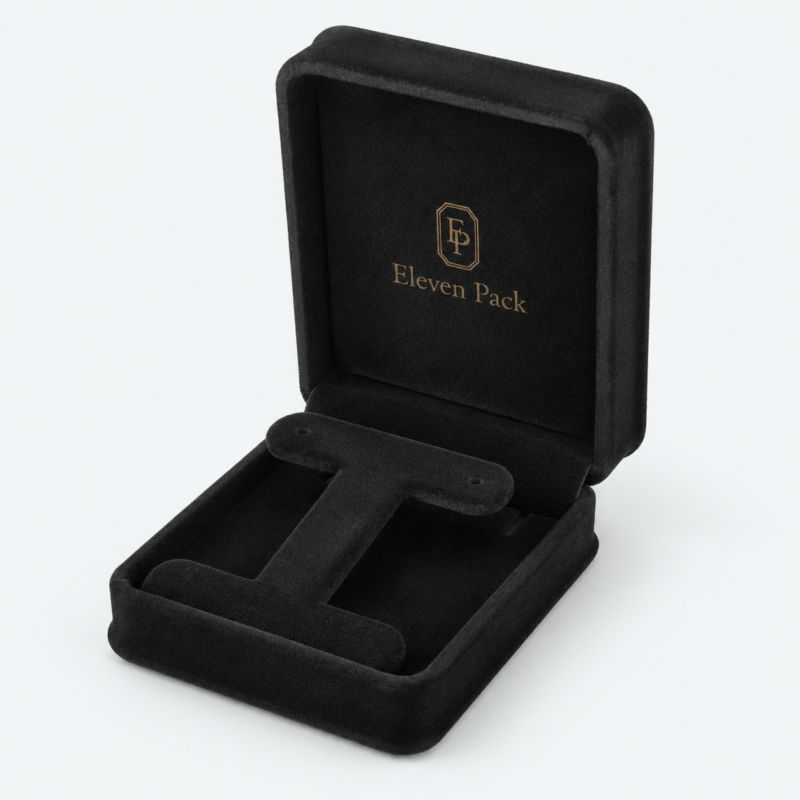 Black Suede Premium Lined Earring Box - open product view - JB-BM-07-P13 Black Suede Premium Lined Earring Box - open product view - JB-BM-07-P13