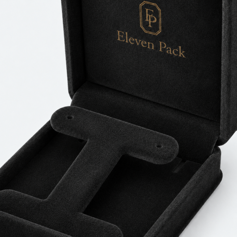 Black Suede Premium Lined Earring Box - material or structure detail - JB-BM-07-P13 Black Suede Premium Lined Earring Box - material or structure detail - JB-BM-07-P13