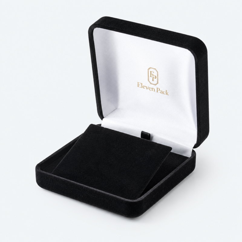 Black Suede Premium Lined Earring Box Stud - open product view - JB-BM-07-P14
