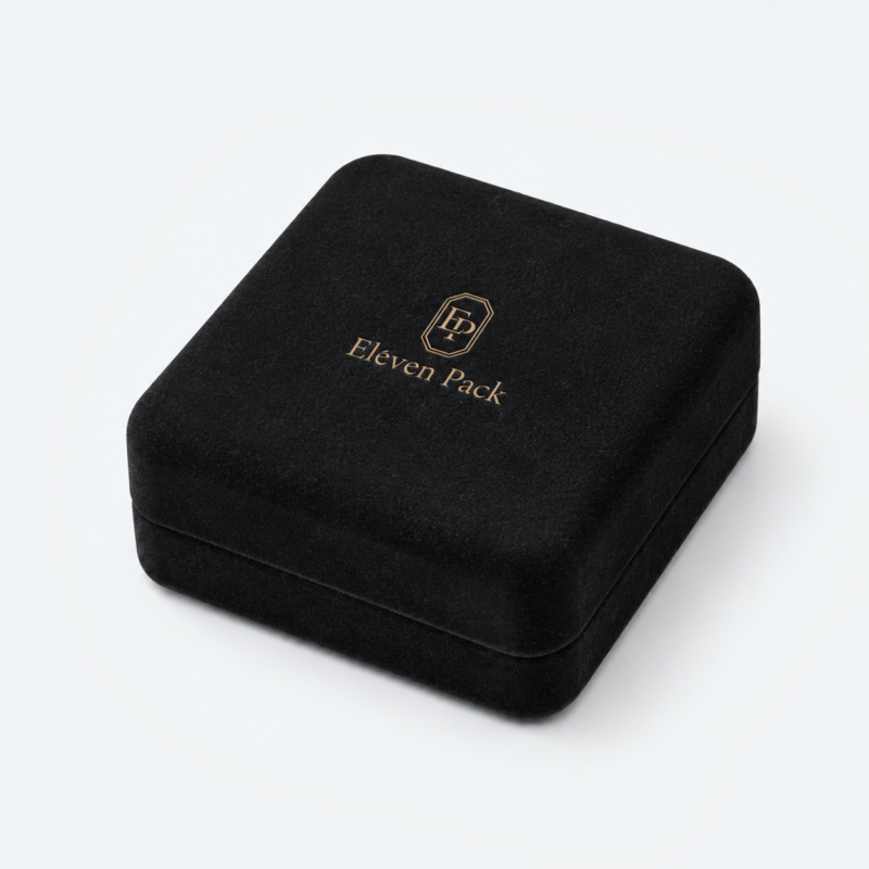 Black Suede Premium Lined Earring Box Stud - closed product view - JB-BM-07-P14